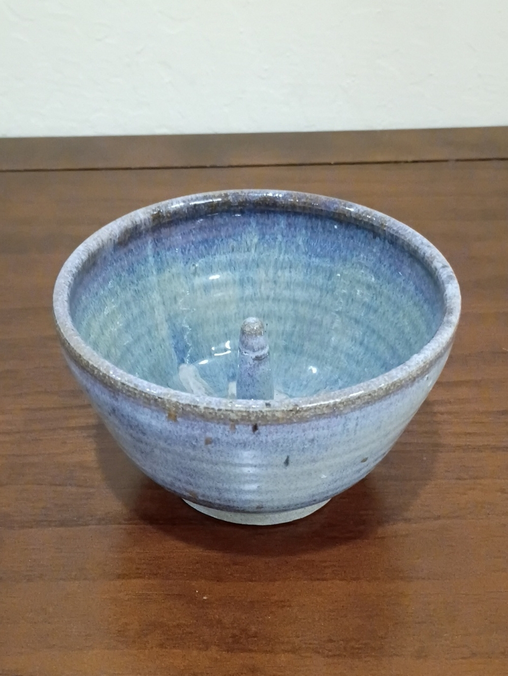 Blue Glazed Pottery Apple Baker - Vintage!